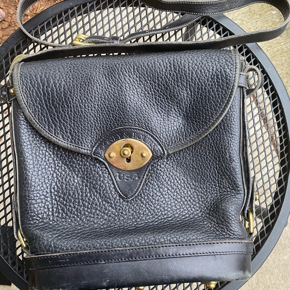 Vintage Dooney & Bourke Black Pebbled Leather Crossbody Bag